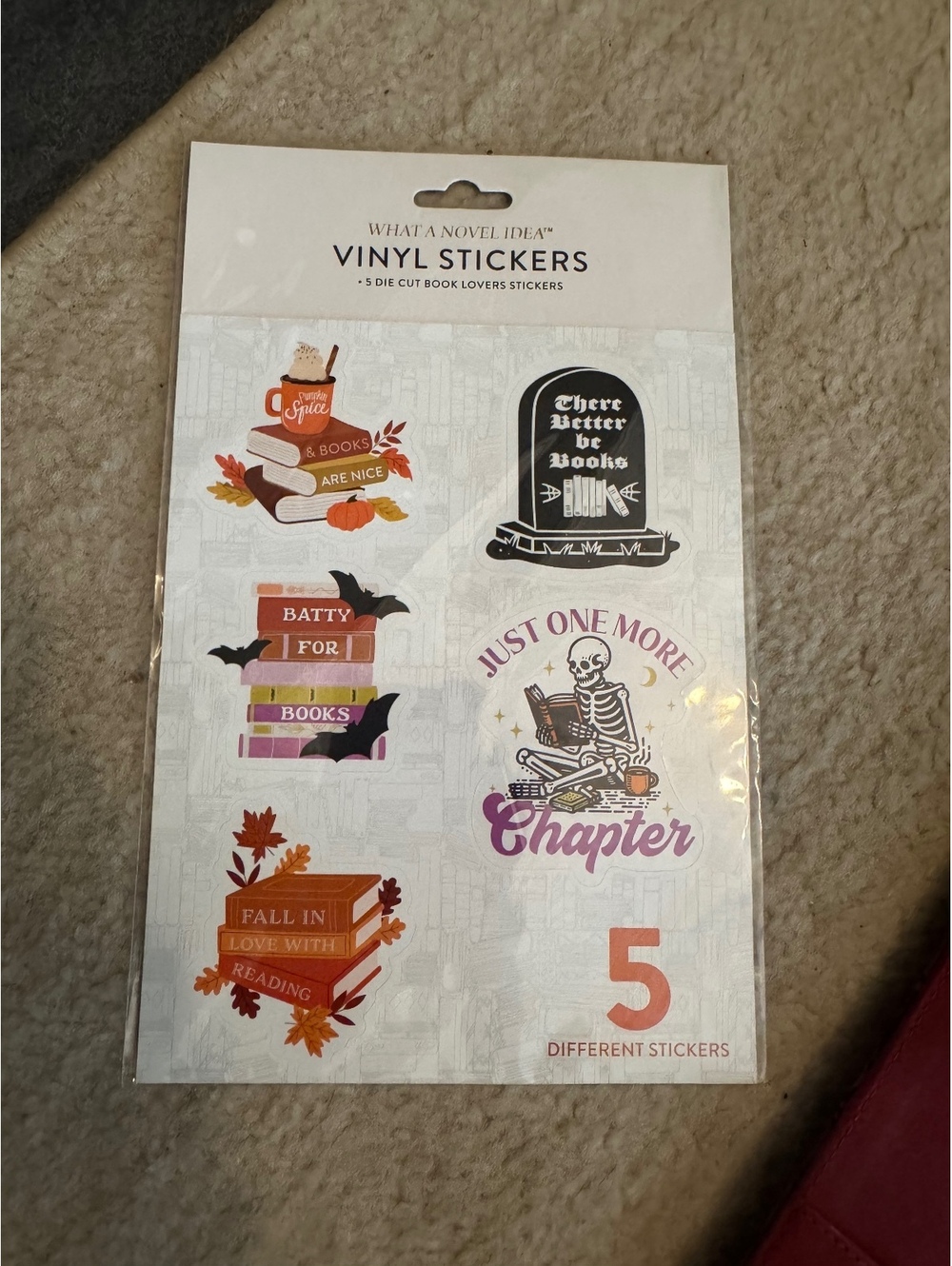 What A Novel Idea Vinyl Stickers - Book Lover Themed Die Cut Set of 5